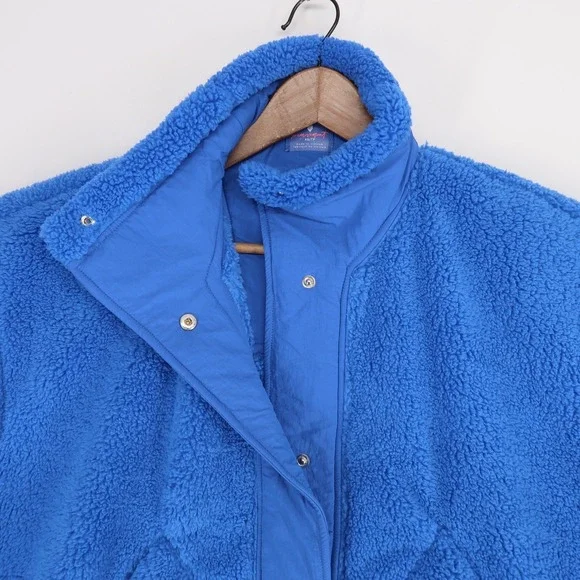 Free People Scout It Out Vest Womens XS Cobalt Blue Fleece Snap Front Boxy Fit - Picture 4 of 11